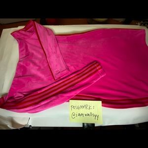 adidas ivy park ivy heart beyoncé velour pink body con dress three stripe nwt